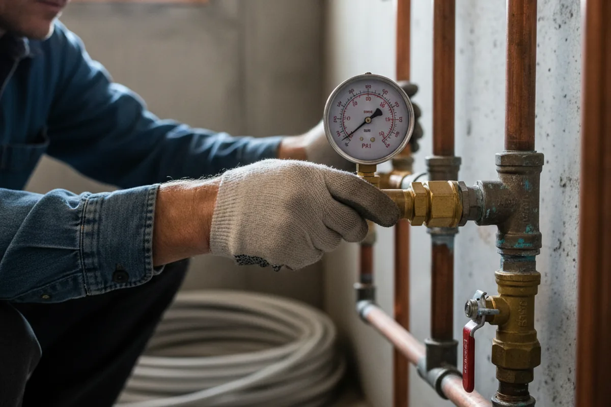 Pressure testing a repaired line during Water Line Repair in Rushville